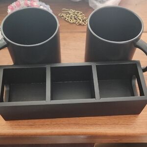 Collective Concepts Black Mug Set with Organizer